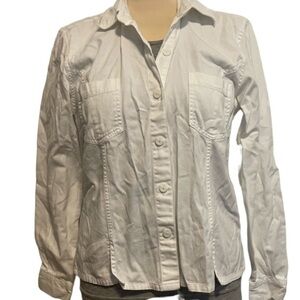 Christopher & Banks White Button Down Cotton Jacket Size Medium